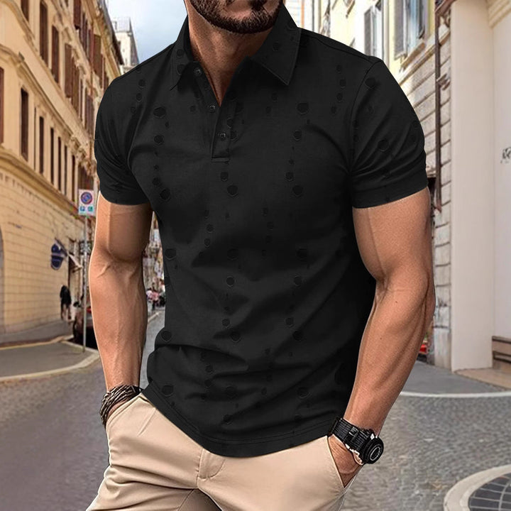 Men's Polo Shirt - Slim Fit - Distressed Design - Cotton - Casual Style
