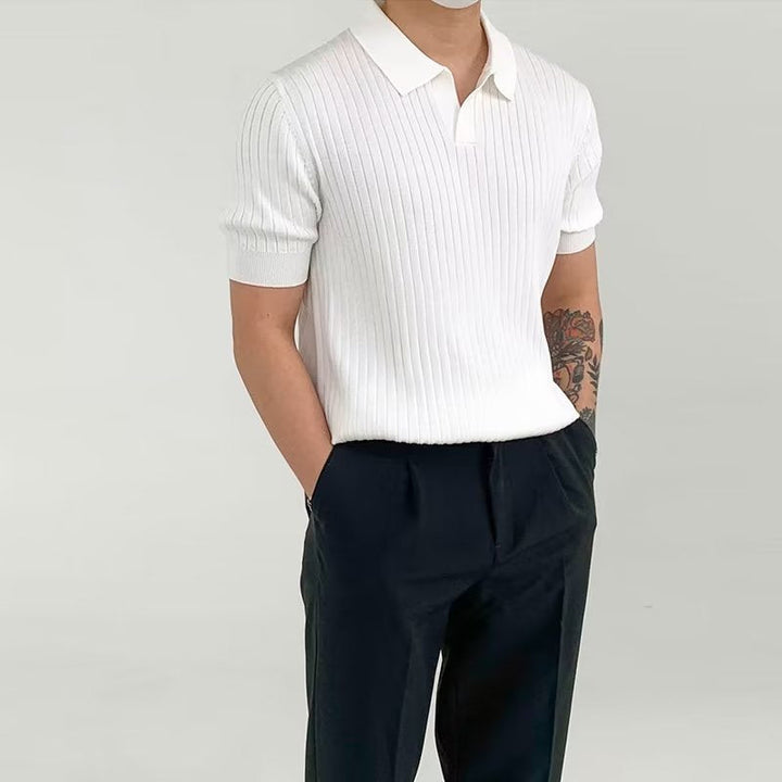 Men’s Polo Shirt - Ribbed Knit - Standard Fit - Short Sleeve Casual Smart Wear