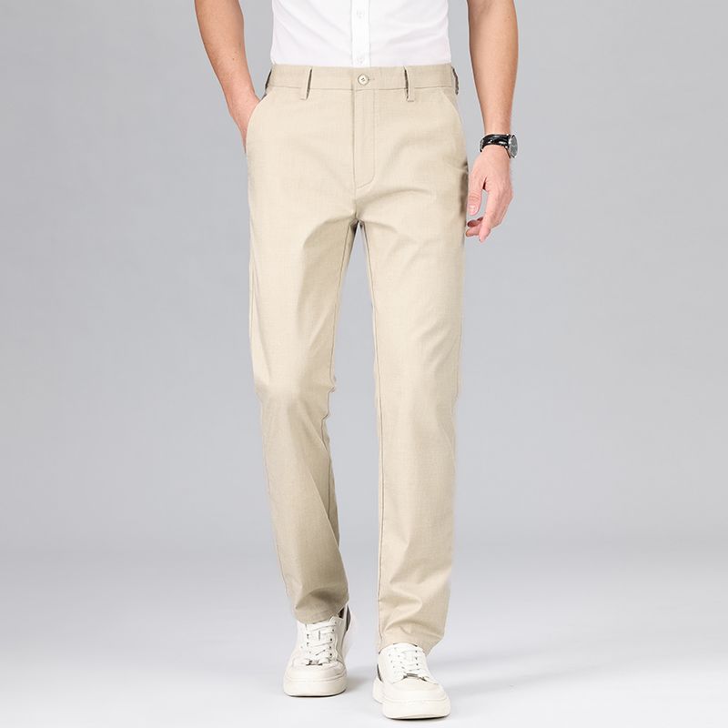 Men’s Straight-Leg Trousers – Breathable Blend – Relaxed Fit – Full Length – Casual Style