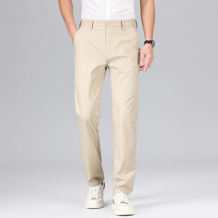 Men’s Straight-Leg Trousers – Breathable Blend – Relaxed Fit – Full Length – Casual Style