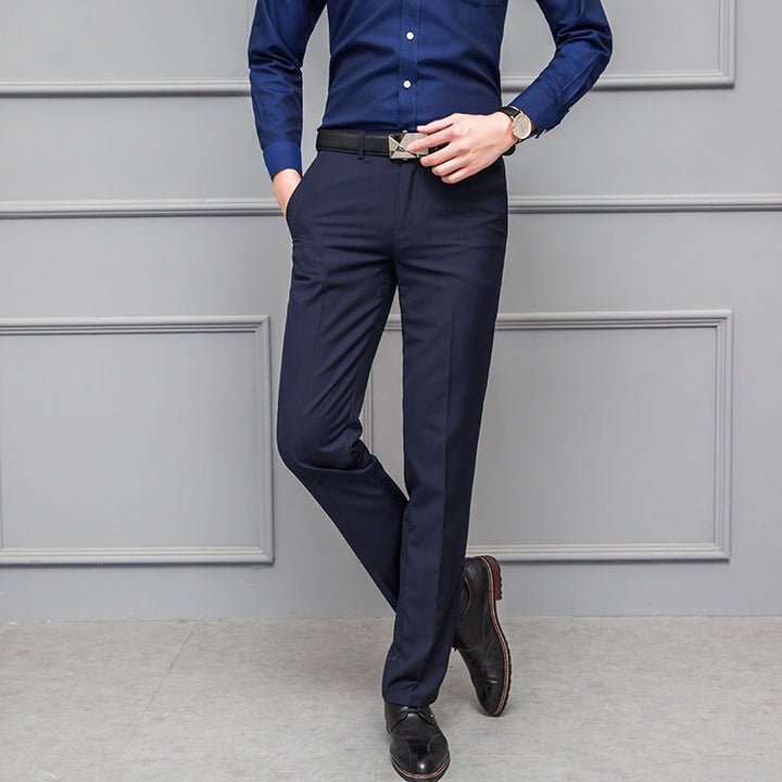 Men’s Trousers – Slim Fit – Stretch Fabric – Wrinkle-Resistant – Flat Front – Full Length