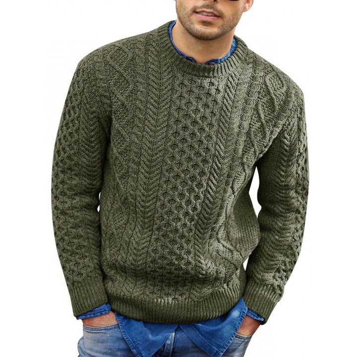 Men's Pullover Sweater - Slim Fit Cable Knit - Soft Wool Blend - Ribbed Trim Casual Wear