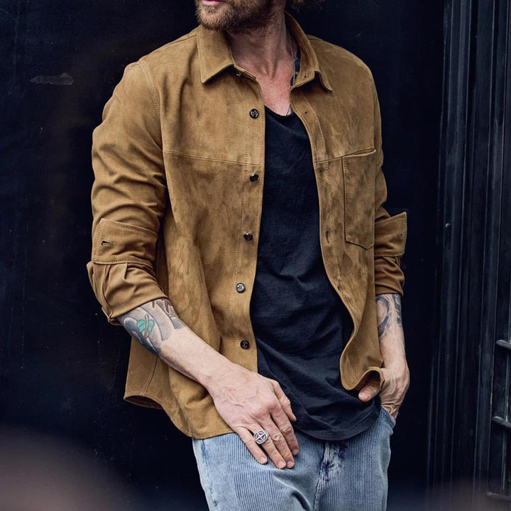 Men’s Casual Shirt - Relaxed Fit - Soft Touch Fabric - Long Sleeve Button-Down Style