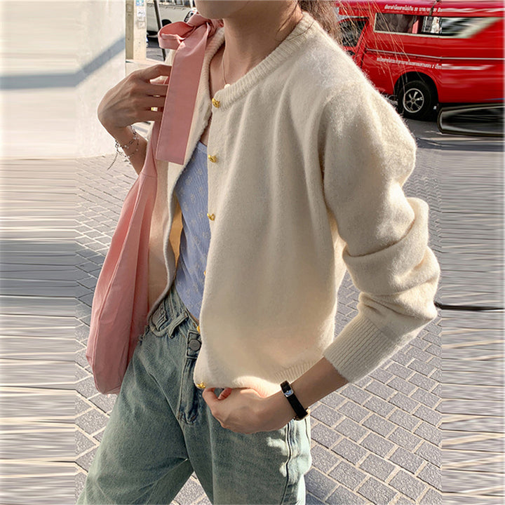 Women’s Cardigan Sweater – Soft Knit – Regular Fit – Crew Neck – Button Down – Eyelet Detail