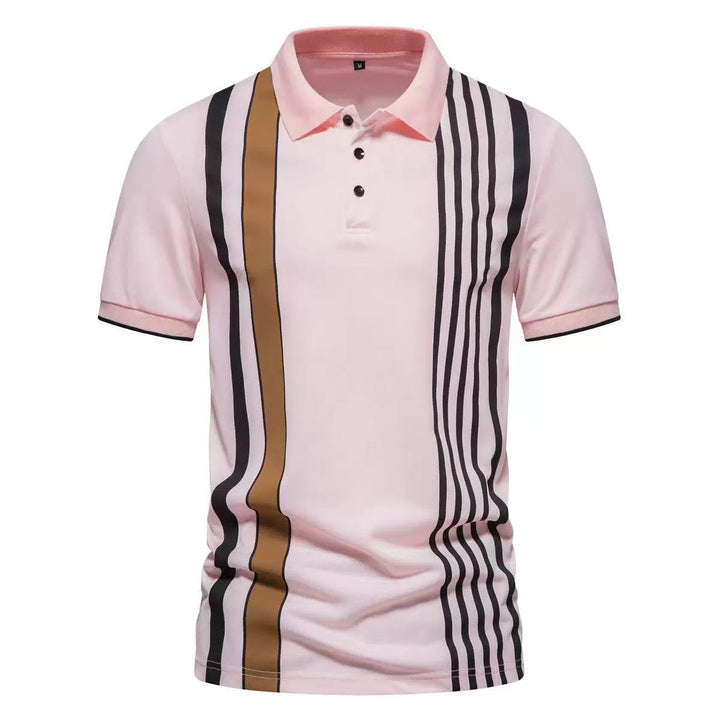 Men’s Polo Shirt - Regular Fit - Vertical Stripe Design - Button Placket Smart Casual