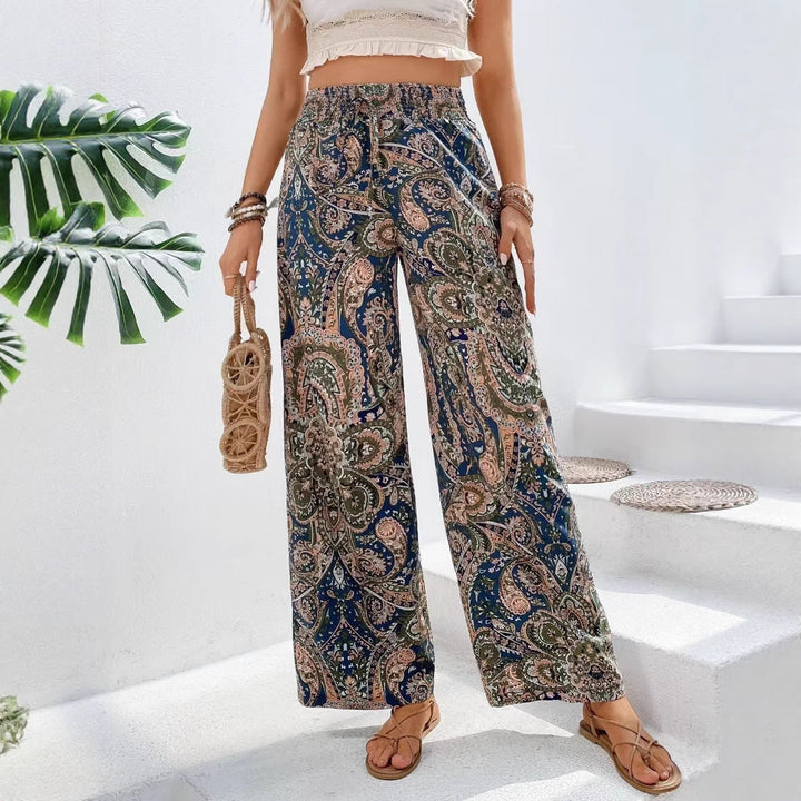 Women’s Wide-Leg Pants - Elastic Waist - Breathable Blend - Flowy Relaxed Fit