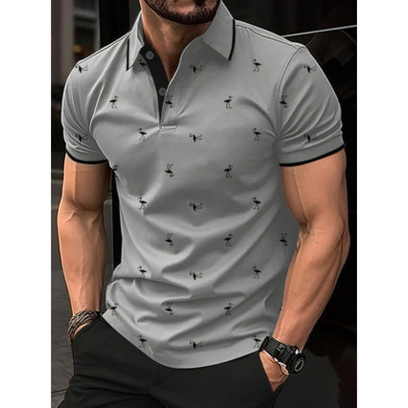 Men’s Polo Shirt – Cotton Blend – Regular Fit – Short Sleeve – Printed Casual Style