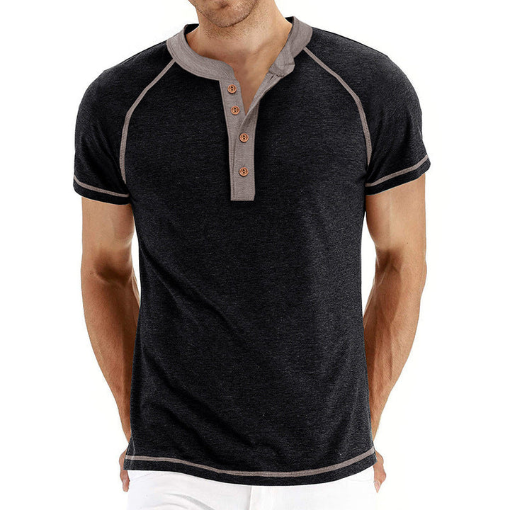Men’s Henley Shirt – Cotton Blend – Regular Fit – Short Sleeve – Contrast Trim