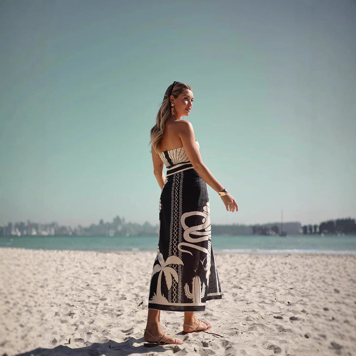 Women’s Maxi Skirt – Tropical Print – Lightweight Fabric – Adjustable Wrap Waist