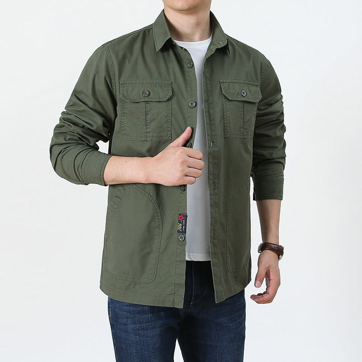 Men’s Shirt Jacket - Cotton Blend - Relaxed Fit - Button Down with Utility Pockets