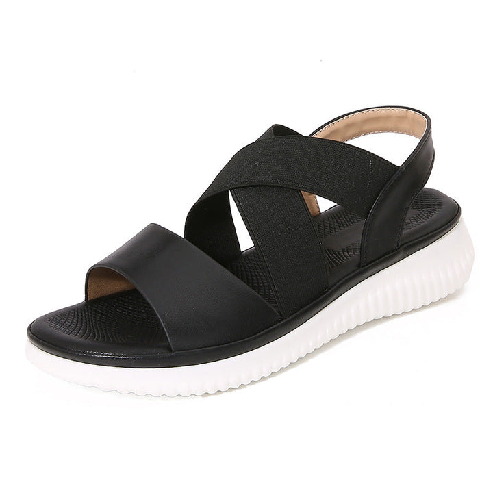 Women’s Flat Sandals – Crisscross Elastic Straps – Open Toe – Slingback Casual Fit