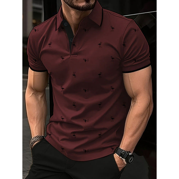 Men’s Polo Shirt – Cotton Blend – Regular Fit – Short Sleeve – Printed Casual Style