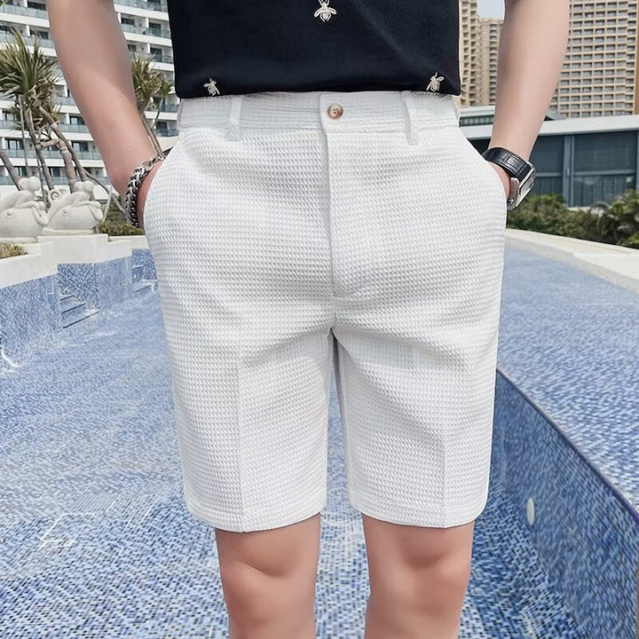 Men’s Tailored Shorts – Slim Fit – Knee Length – Button Waist – Belt Loops
