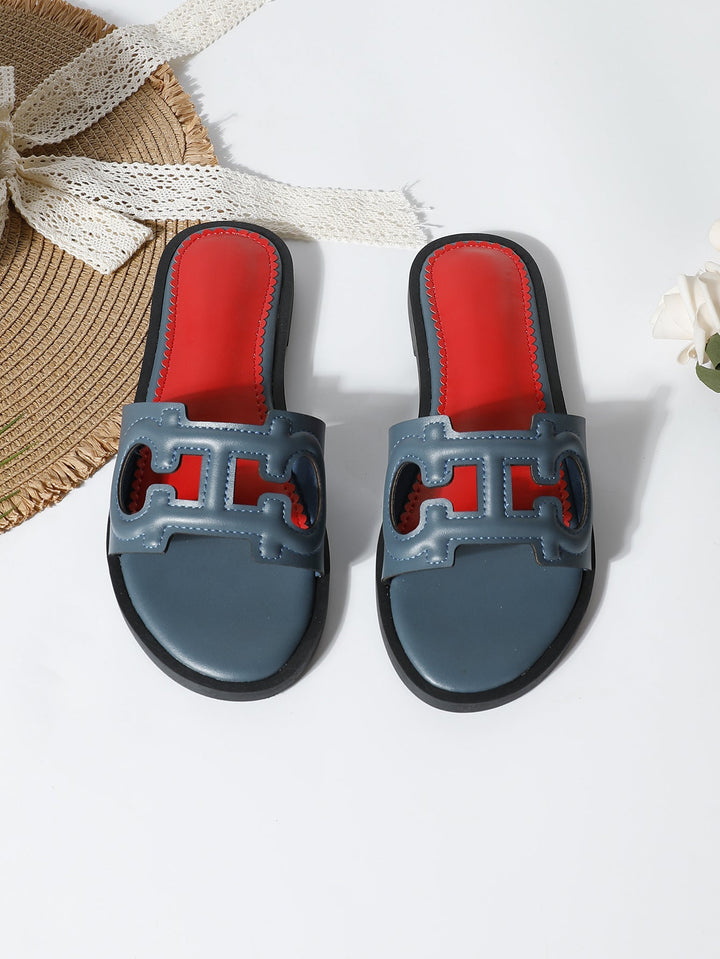 Women’s Flat Sandals - Cut-Out Strap - Open Toe - Slip-On Casual Footwear