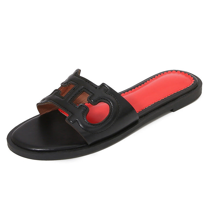 Women’s Flat Sandals - Cut-Out Strap - Open Toe - Slip-On Casual Footwear