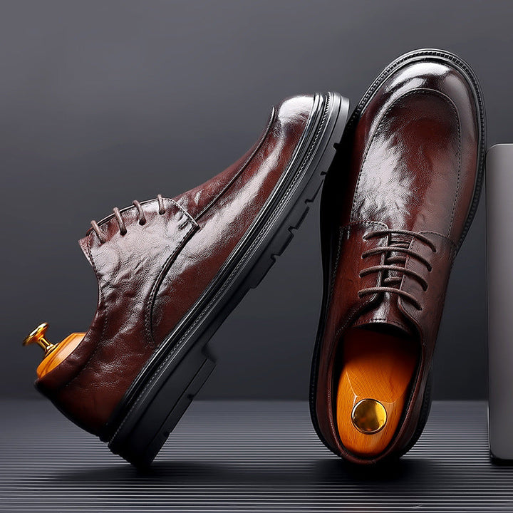 Men’s Dress Shoes - Leather Hand-Grained - Oxford Style - Closed Lacing Formal Fit