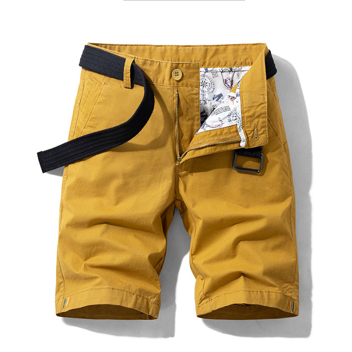 Men's Knee-Length Shorts - Casual Fit - Belted with Side Pockets