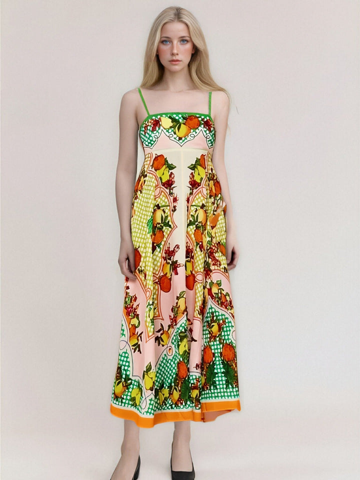Women’s Maxi Dress – Lightweight Cotton – Flowy Fit – Thin Strap – Boho Print