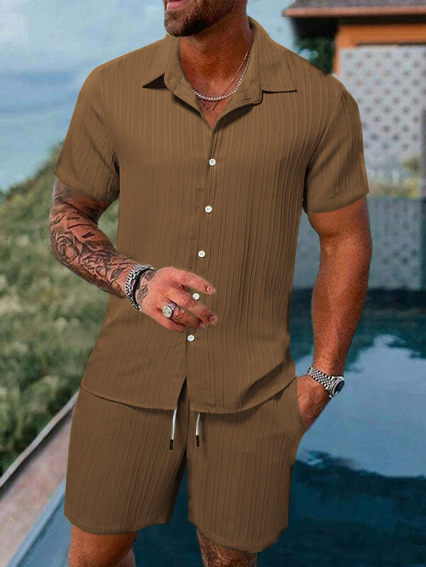 Men’s Shirt Set – Relaxed Fit – Cotton Blend – Short Sleeve – Button Down Casual Wear