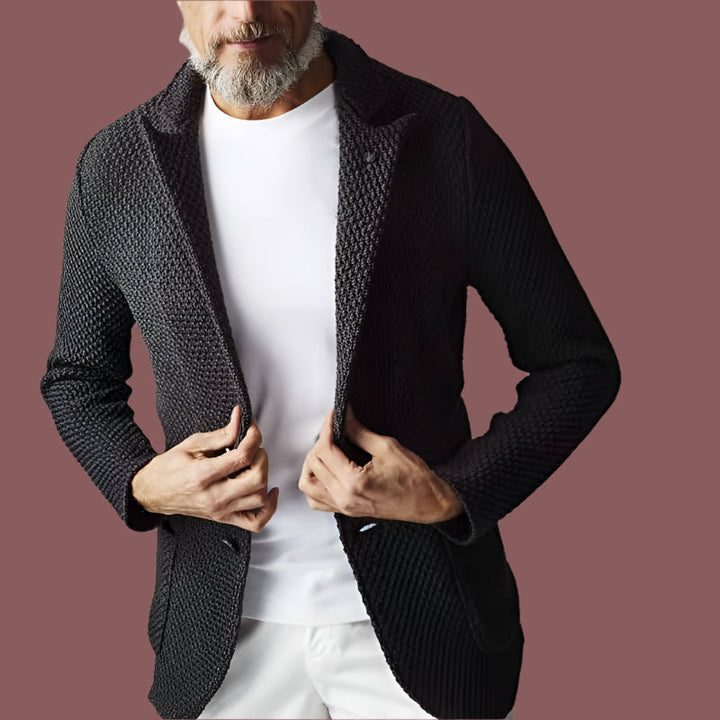 Men’s Blazer – Tailored Fit – Textured Heavyweight Fabric – Notched Lapel – 2-Button