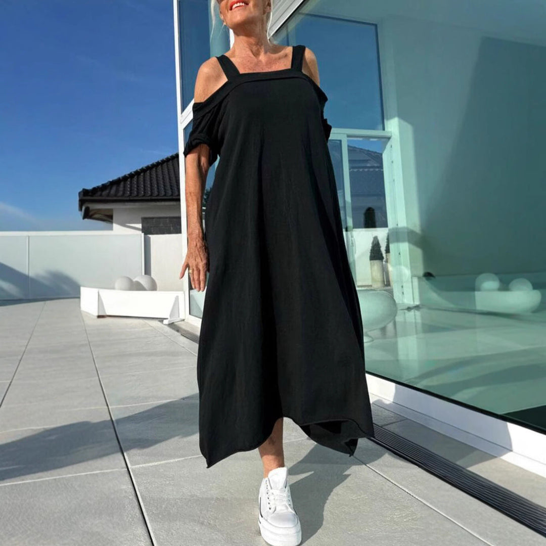 Women’s Long Dress – Off Shoulder with Straps – Relaxed Fit – Cotton