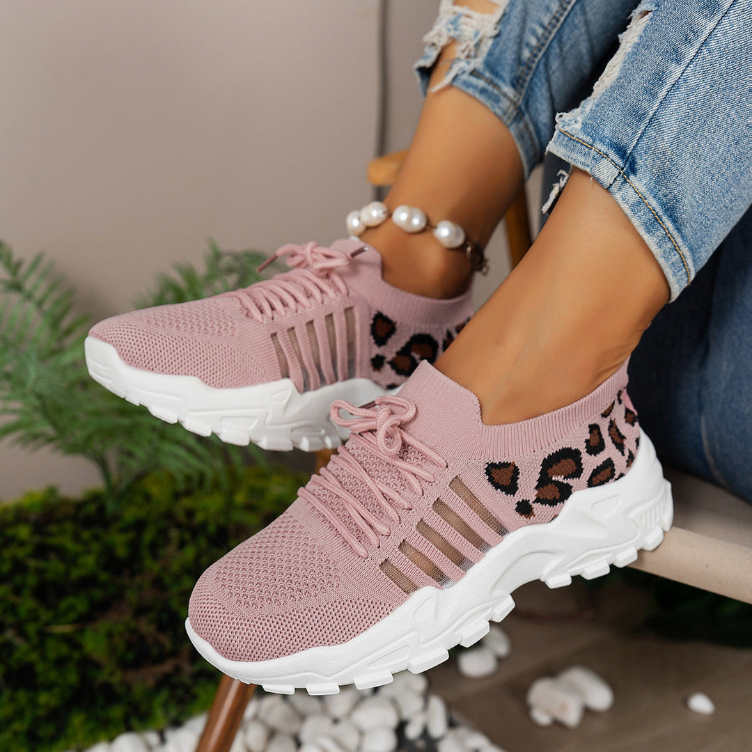Women’s Athletic Sneakers – Flyknit Upper – Low-Top – Breathable – Cushioned Sole
