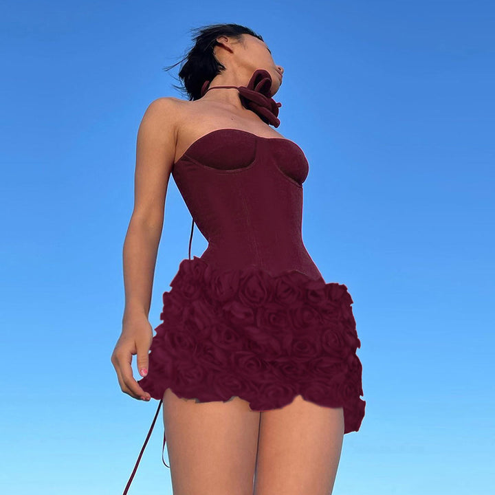 Women’s Mini Dress - Strapless Corset Bodice - Ruffled Skirt
