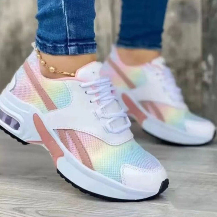 Women’s Sneakers – Breathable Mesh – Cushioned Sole – Lace-Up Low-Top Athletic Fit