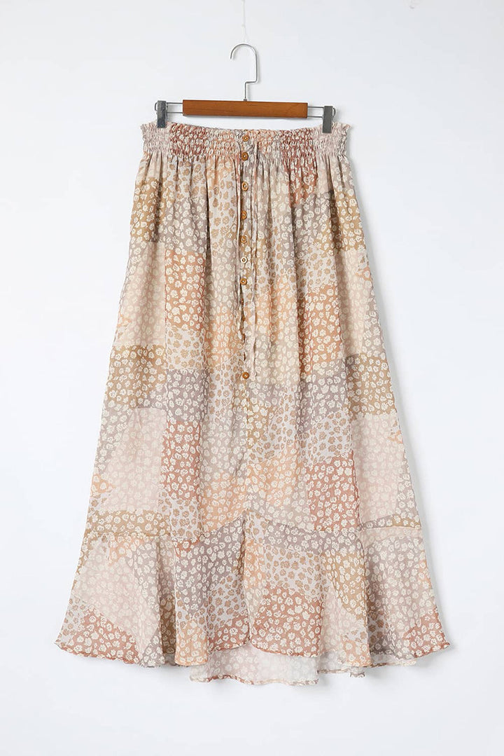 Women’s Long Skirt – Natural Fibers – Flowing Fit – Button Front Boho Style