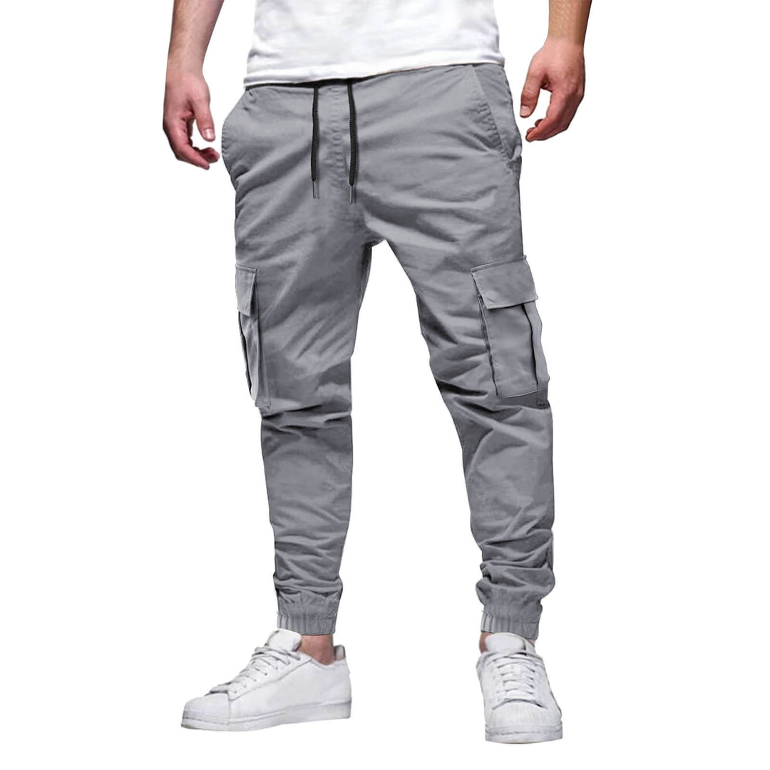 Men’s Cargo Jogger Pants – Slim Fit – Stretch Cotton – Elastic Waist & Ankle Cuffs