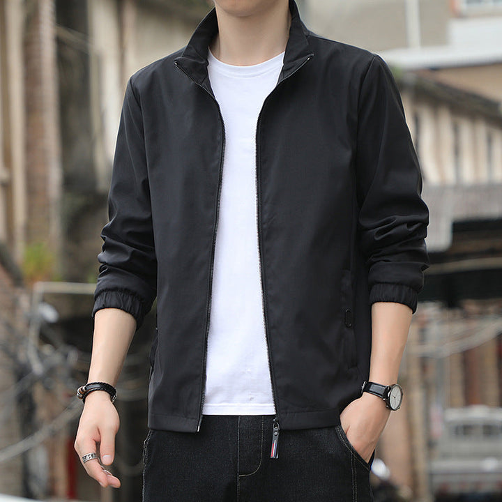 Men’s Casual Jacket - Slim Fit - Stand Collar - Zip Front - Elastic Cuffs - Lightweight