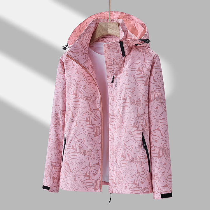 Women’s Waterproof Jacket – Wind-Resistant – Adjustable Hood – Zipper Pockets – Regular Fit