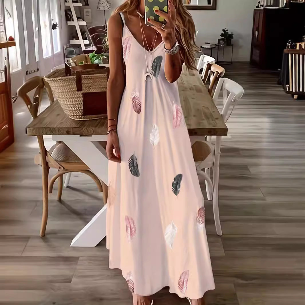 Women’s Maxi Dress – Relaxed Fit – Sleeveless V-Neck – Flowing Silhouette – Breathable Blend