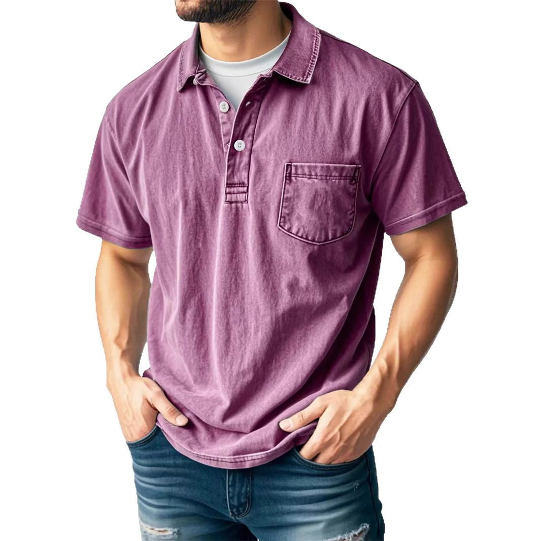 Men’s Polo Shirt - Relaxed Fit - Short Sleeve - Button-Down Lapel - Breathable Blend