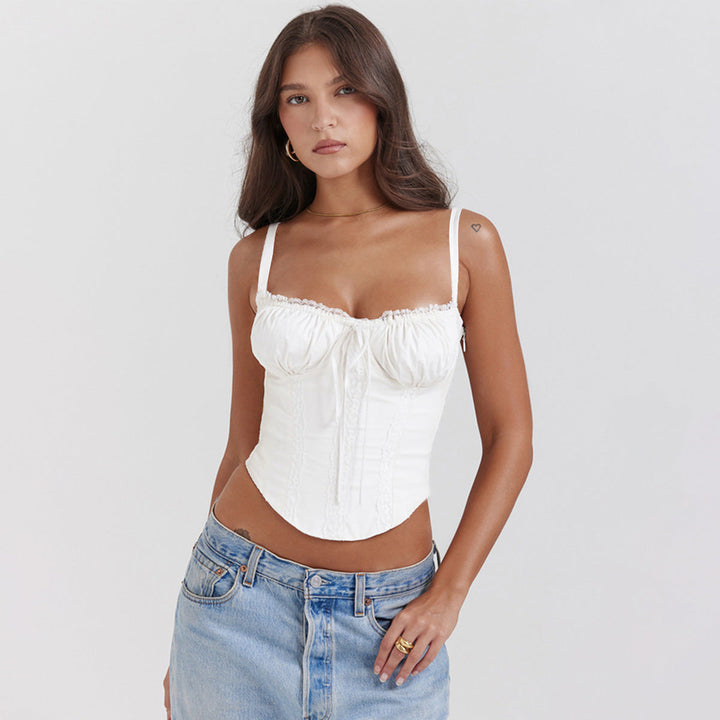 Women’s Corset Top – Fitted Waist – Lace Detail – Adjustable Straps – Stretch Fabric