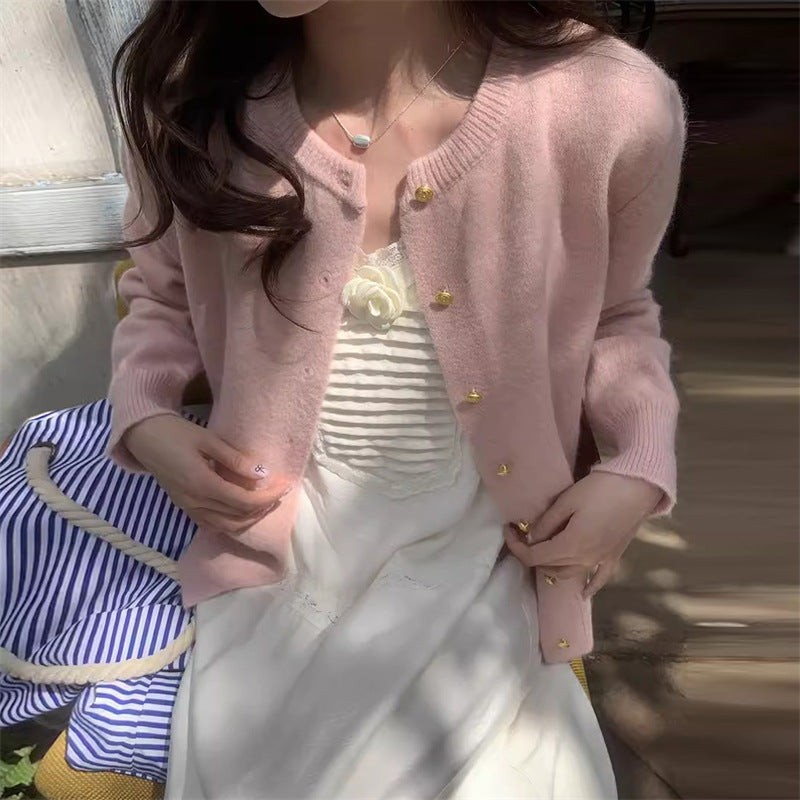 Women’s Cardigan Sweater – Soft Knit – Regular Fit – Crew Neck – Button Down – Eyelet Detail