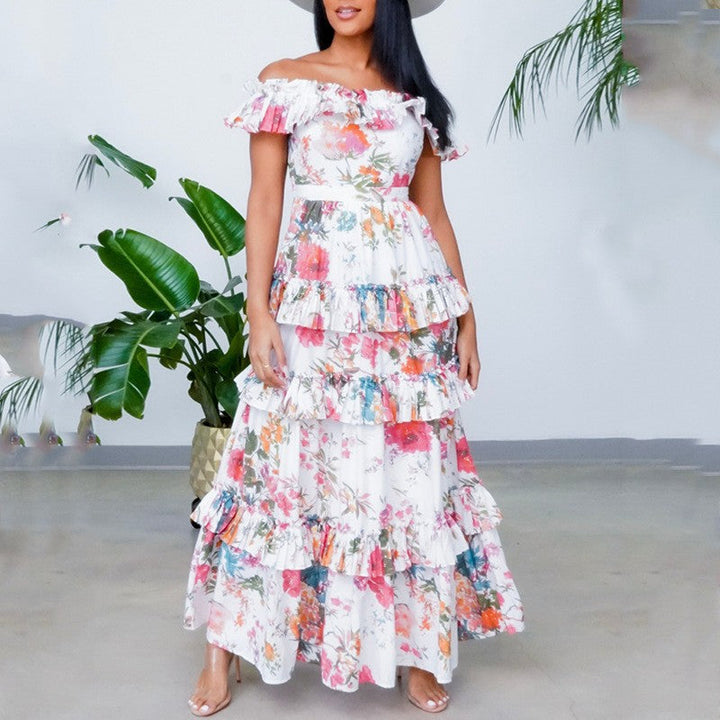 Women’s Maxi Dress – Natural Fibers – Off Shoulder – Tiered Ruffles – Flowy Fit