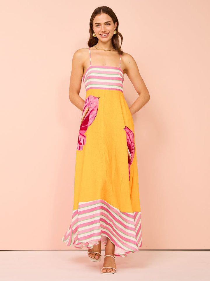 Women’s Maxi Dress - Smocked Bodice - Spaghetti Strap - Flowy Boho Silhouette