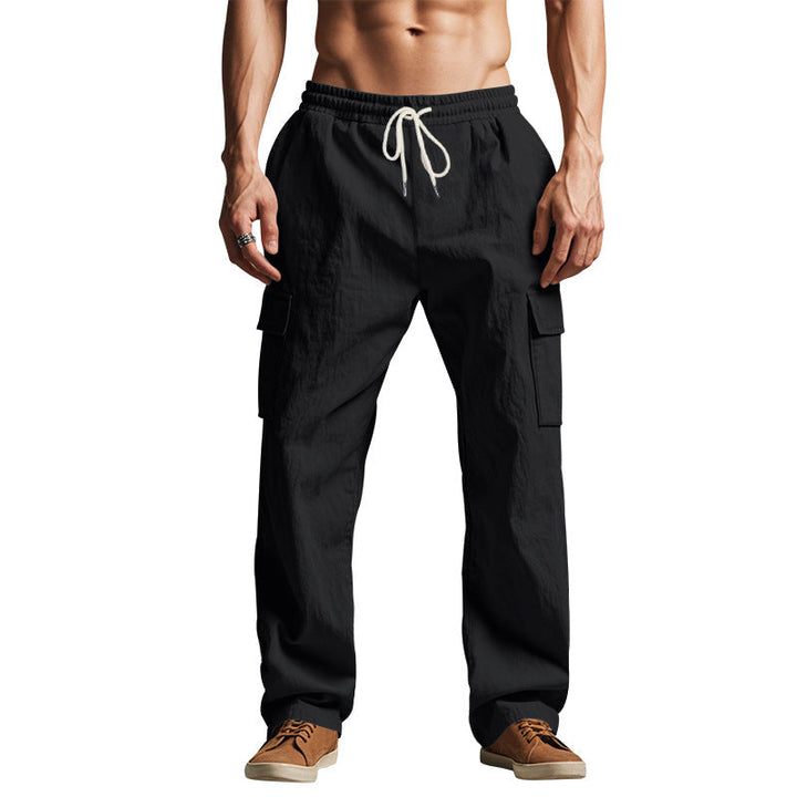 Men’s Cargo Pants - Relaxed Fit - Cotton Blend - Elastic Waistband - Multi-Pocket Casual Wear