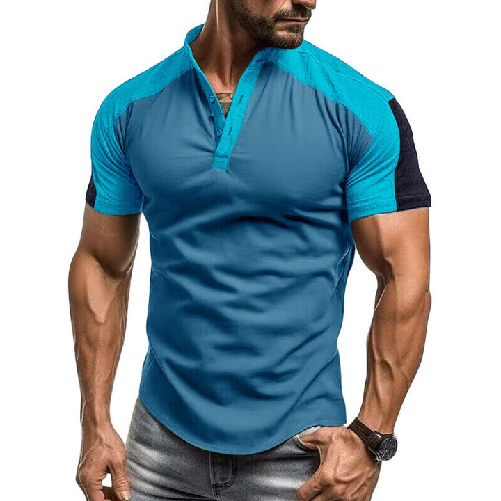 Men’s Short Sleeve Shirt – Slim Fit – Cotton – Collarless