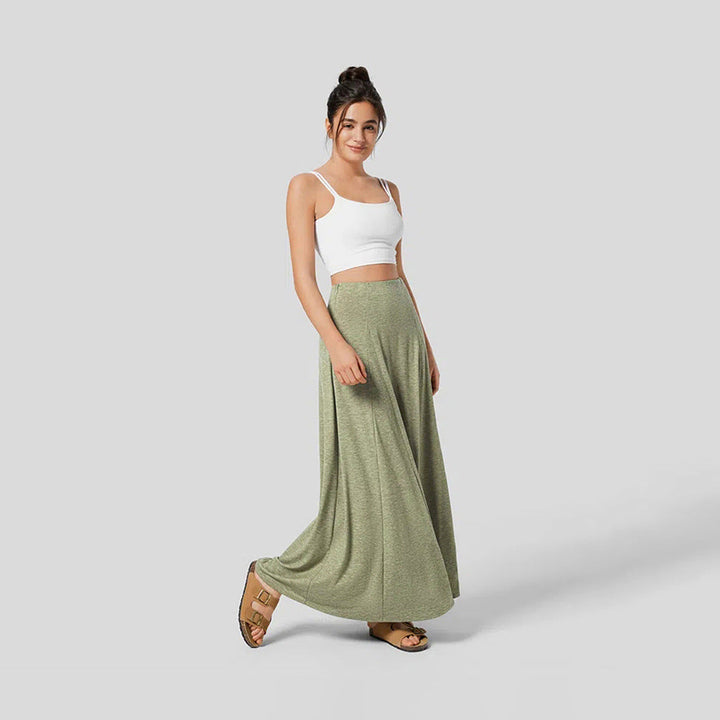 Women’s Maxi Skirt – Lightweight Textured Fabric – High Waist – Flowy Full Length Fit
