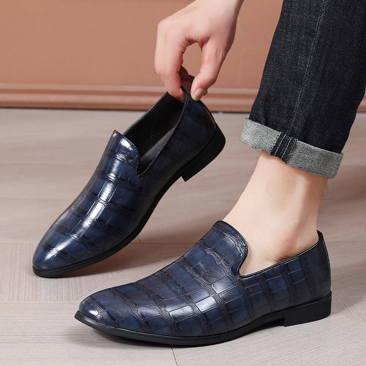Men’s Loafers – Leather Slip-On – Stone Pattern – Classic Fit – Formal Business Style