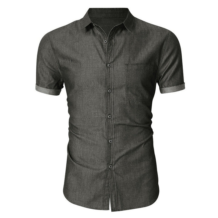 Men's Short Sleeve Shirt - Slim Fit - Cotton - Button Front - Chest Pocket