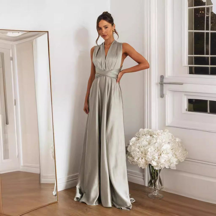 Women’s Evening Gown – Halter Neck – A-Line Silhouette – Fitted Bodice – Floor Length
