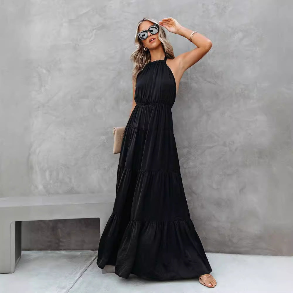 Women’s Maxi Dress – Halter Neck – Tiered Skirt – Flowy Lightweight Fabric
