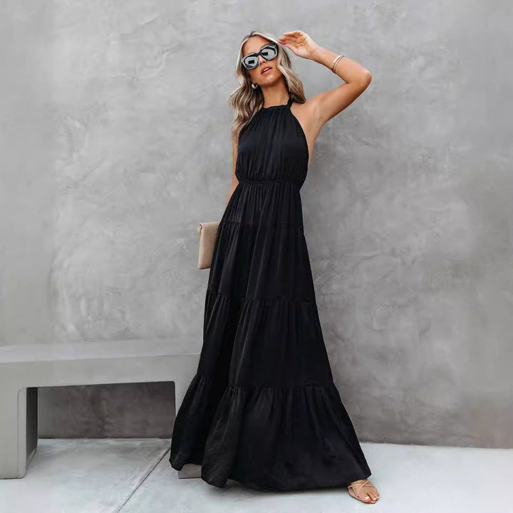 Women’s Maxi Dress – Halter Neck – Tiered Skirt – Flowy Lightweight Fabric