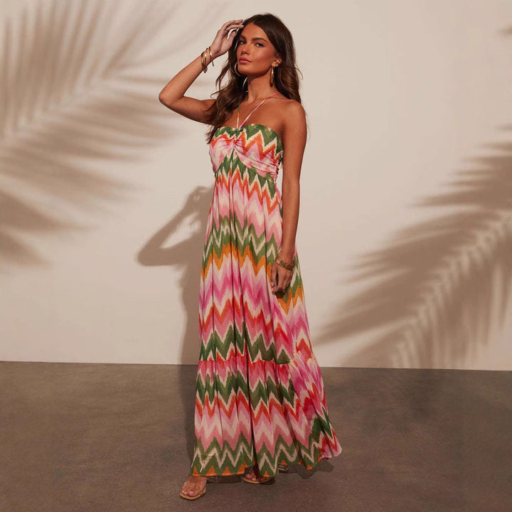Women’s Maxi Dress - Strapless Halter Tie - Flowing Fit - Lightweight Boho Style