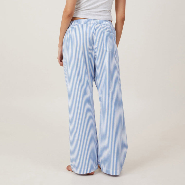 Women’s Lounge Pants - Cotton Blend - Relaxed Fit - Elastic Waist - Striped Casual Wear