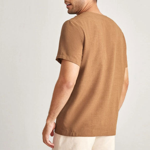 Men’s Oversized T-Shirt – Cotton Blend – V-Neck – Relaxed Fit – Short Sleeve Casual Wear