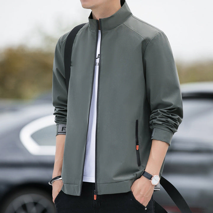 Men’s Jacket - Relaxed Fit - High Collar - Lightweight Wind-Resistant Casual Outerwear